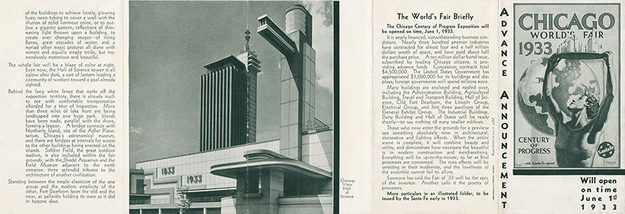 Advance Announcement, Chicago World's Fair