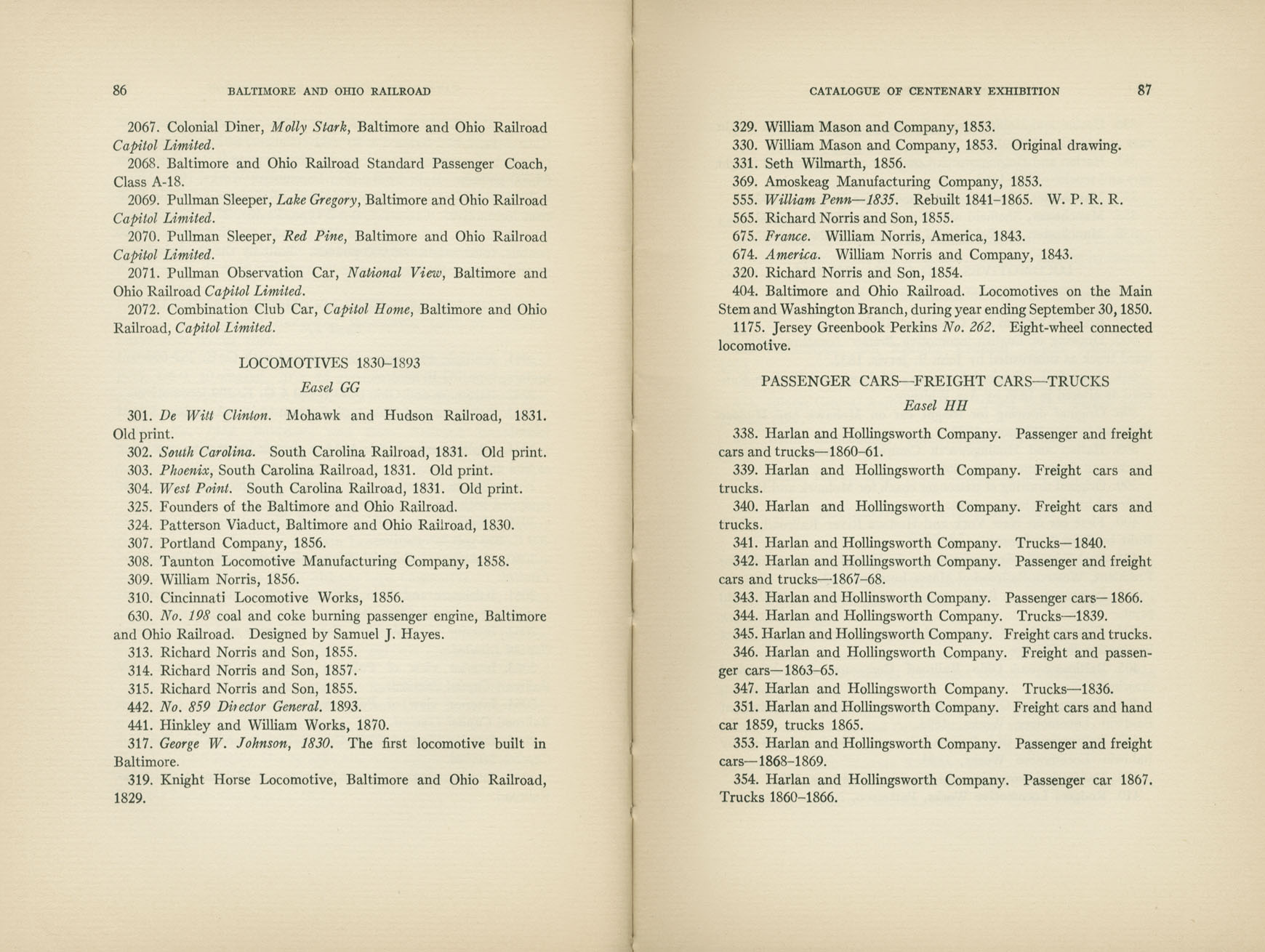 Catalogue of the Centenary Exhibition of the B&O Railroad