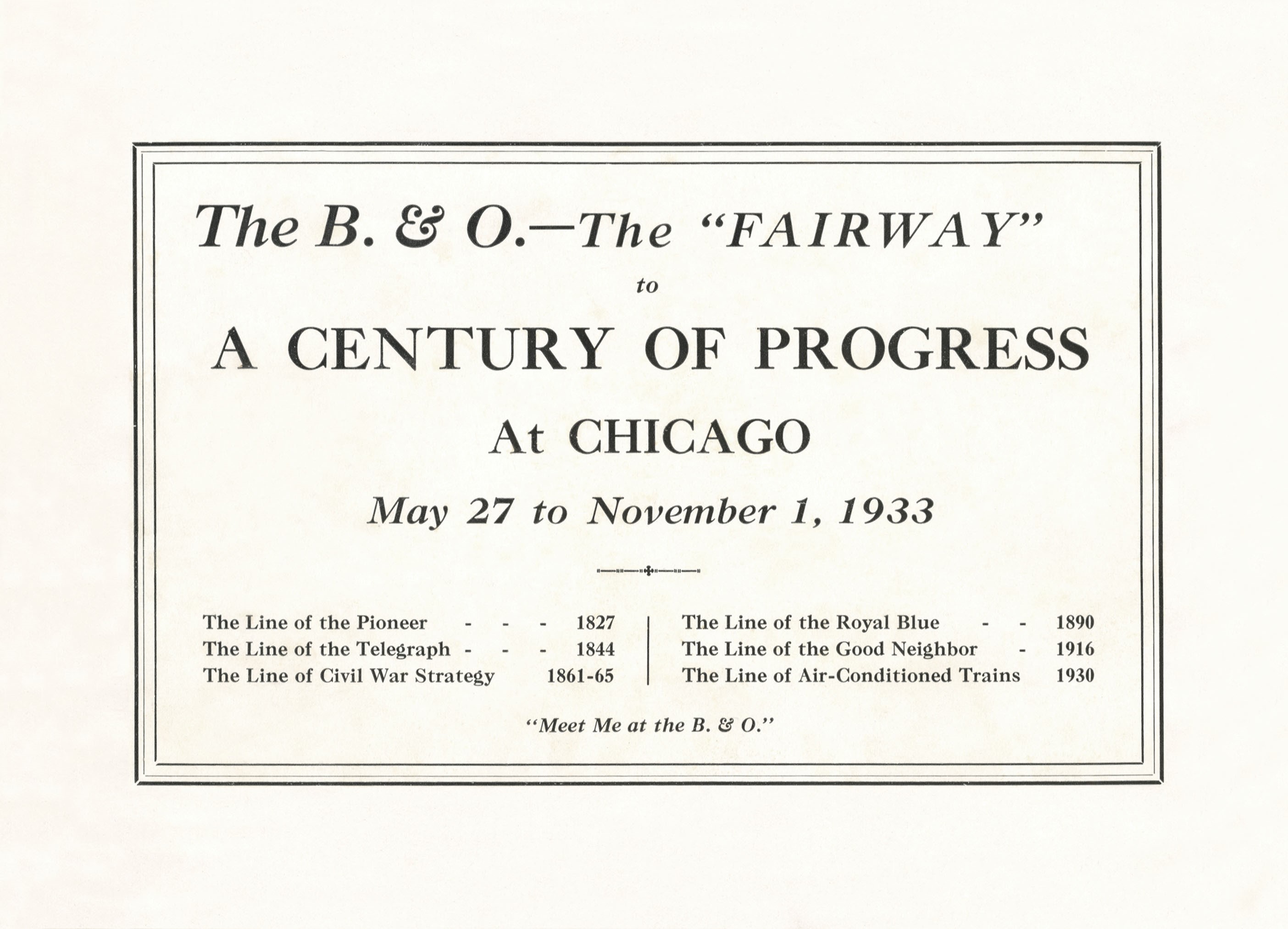 B&O at a Century of Progress