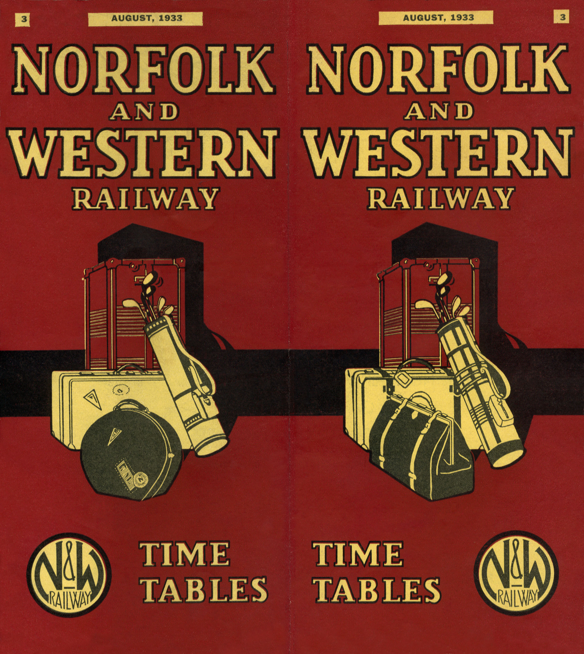 N&W Timetables August 1933