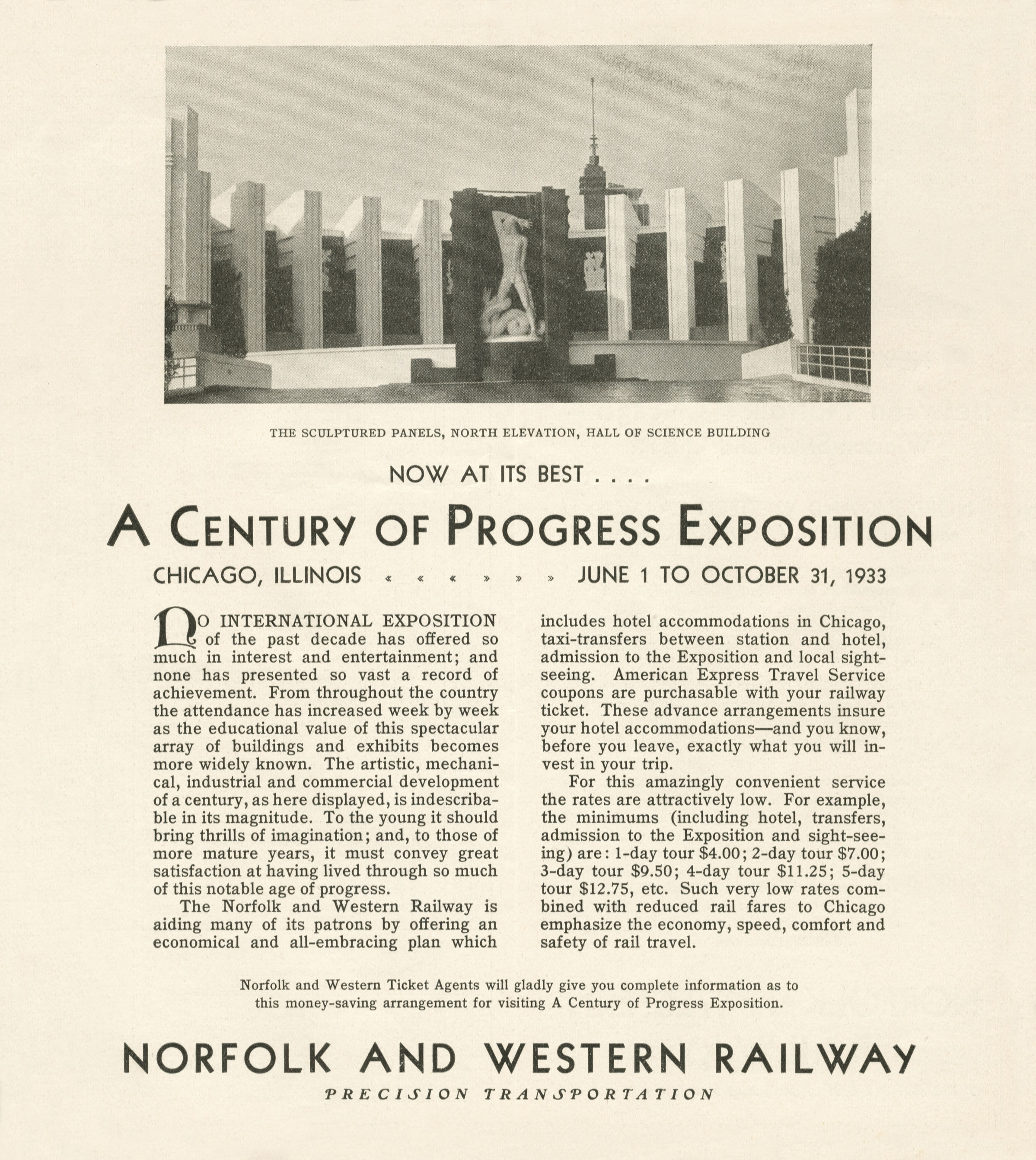 N&W Timetables August 1933
