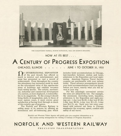 N&W Timetables August 1933