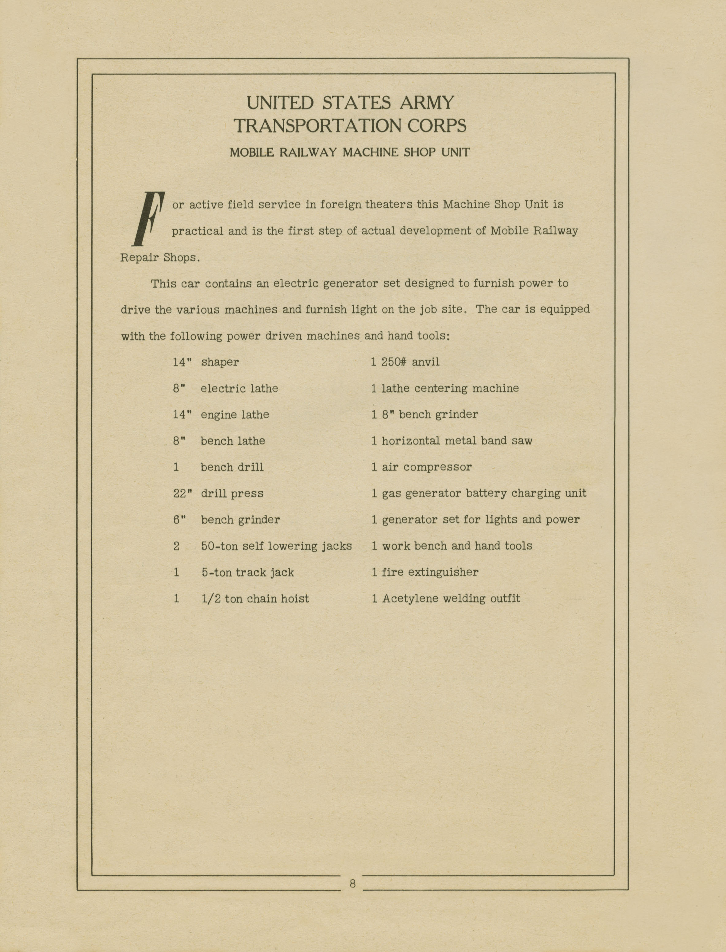 USA Transportion Corps Exhibit