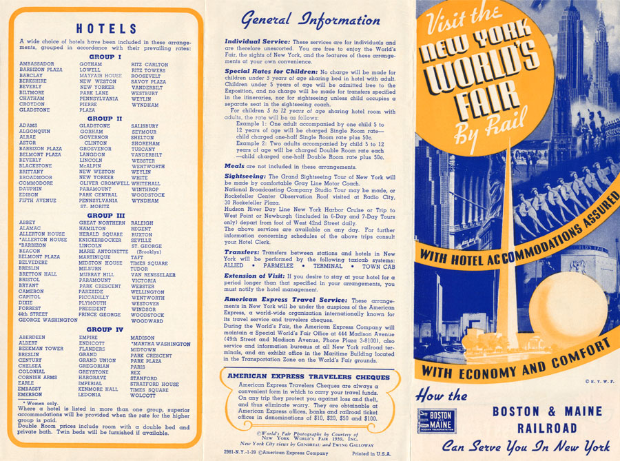 Visit the New York World's Fair By Rail