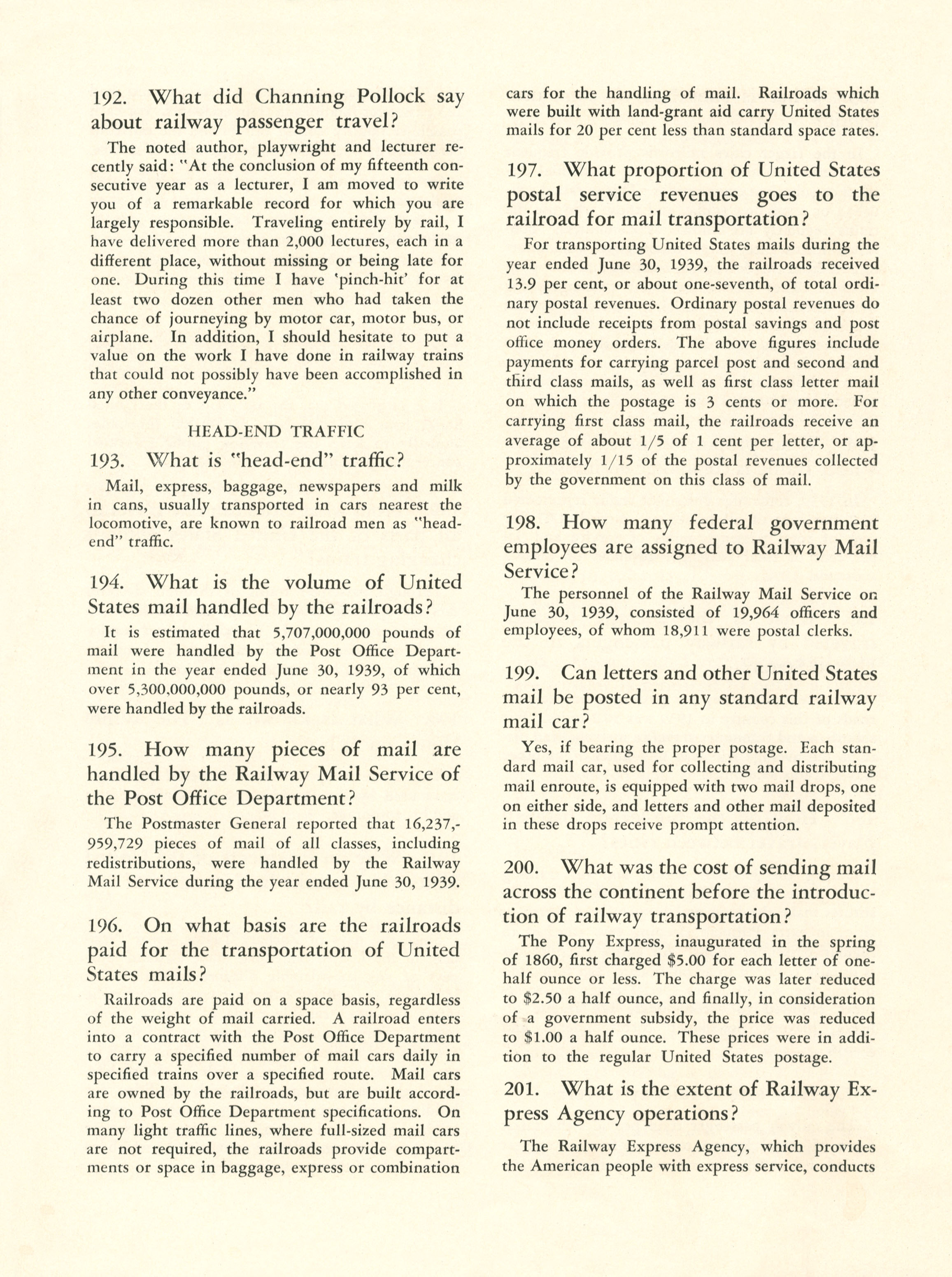 Quiz on Railroads and Railroading
